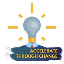 Accelerate through change logo