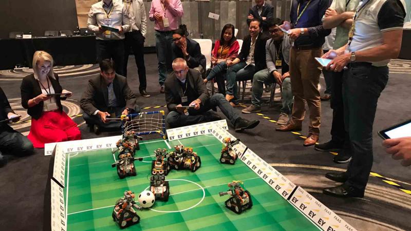 robot team building with EY